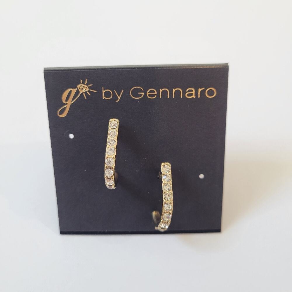 G By Gennaro Gold Tone Crystal Huggie Earrings NWT Clean Girl Accessories